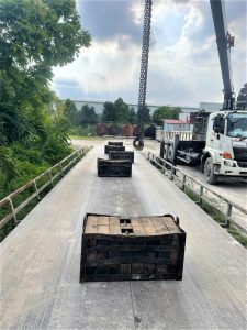 Hình ảnh thực tế sau khi đã hoàn thiện việc nối bàn cân KT 6m x 3m tại kho xăng dầu đang được đo chuẩn